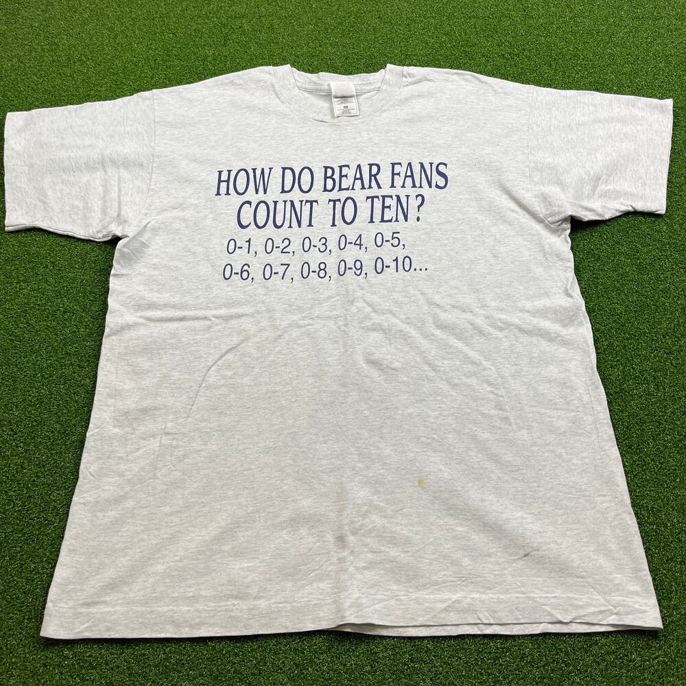 Vintage Fruit of the Loom How Do Bear Fans Count To Ten Single Stitch T-Shirt XL